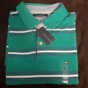 NWT Tommy Hilfiger Polo (Green/blue/white striped)